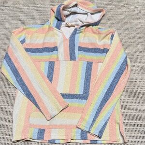 🔥🔥5/$25! ROXY Girl Pullover Striped Poncho Terry Cloth Hoodie